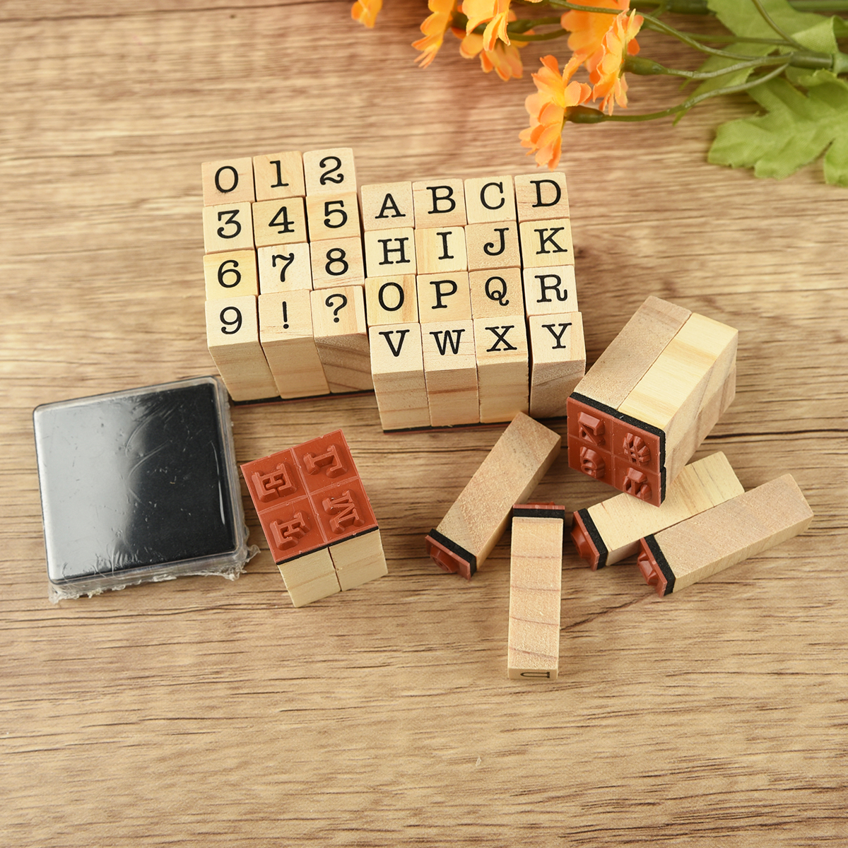 Vintage Collectible Stamps - 40Pcs Alphabet Stamps Vintage Wooden Rubber