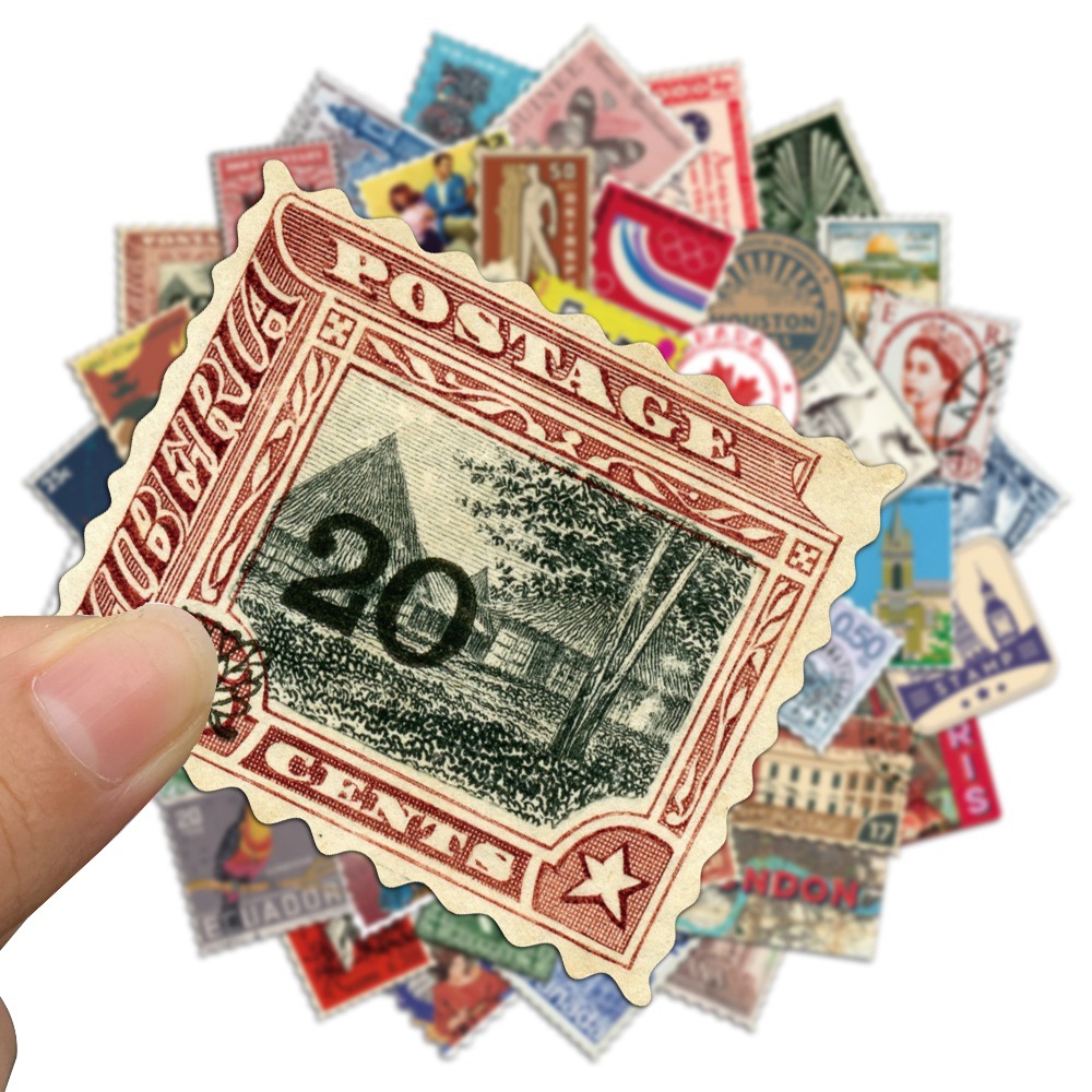 50 Vintage Travel Stamp Sticke - огляд і ціна Vintage Collectible Stamps