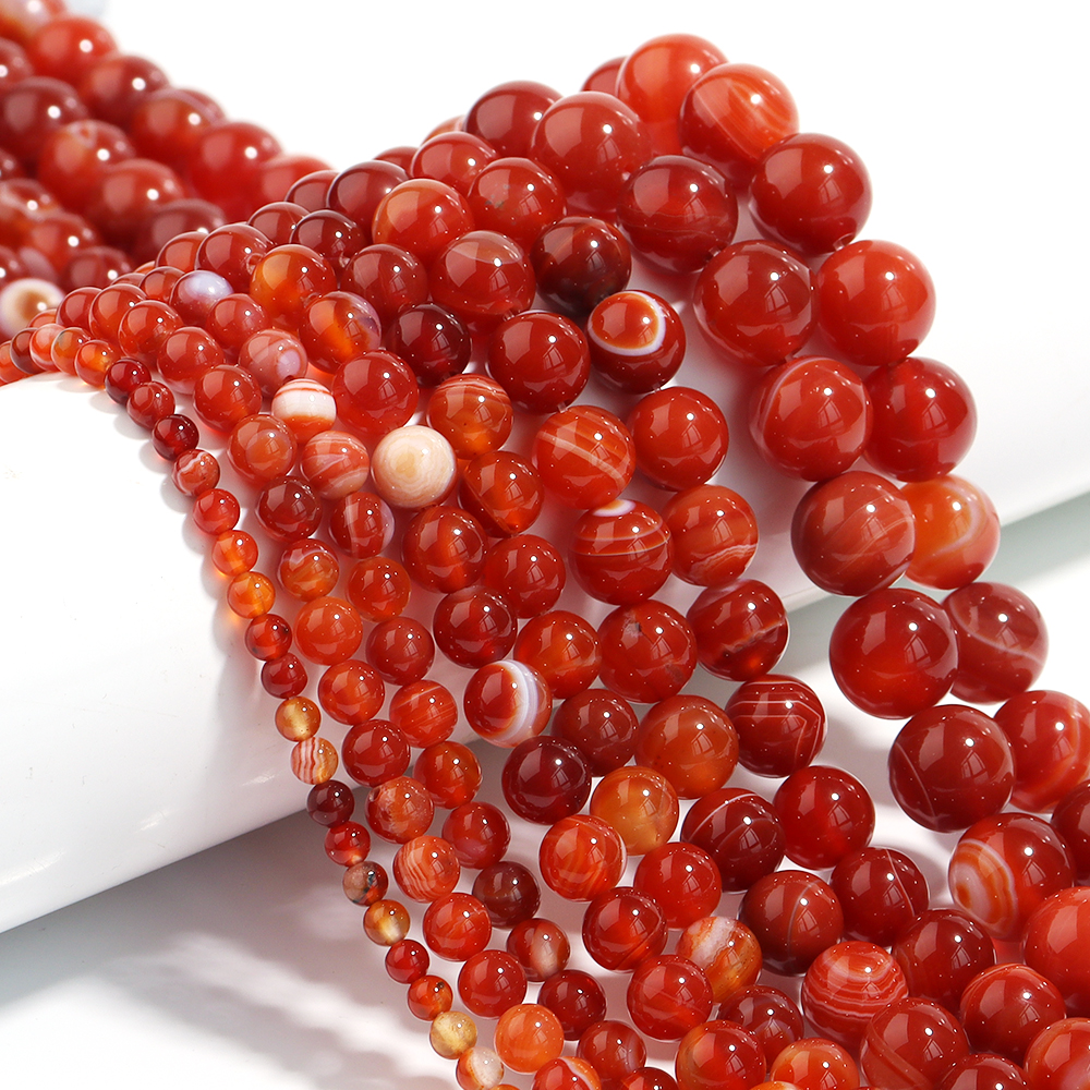 1 Strand Red Striped Agate Nat - огляд і ціна Vintage Collector