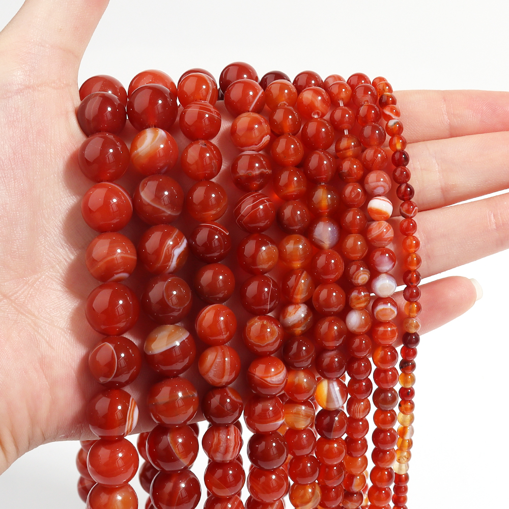 1 Strand Red Striped Agate Nat - огляд і ціна Vintage Collector